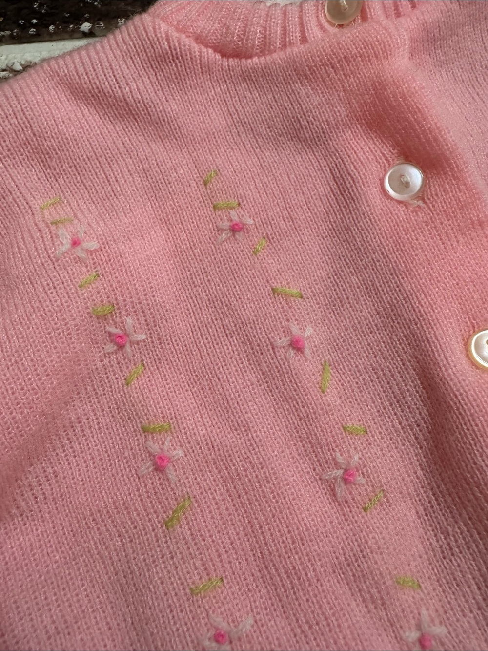 Vintage Nannette pink knit sweater & skirt set ~6m 14.5” sth baby girl - Picture 3 of 3